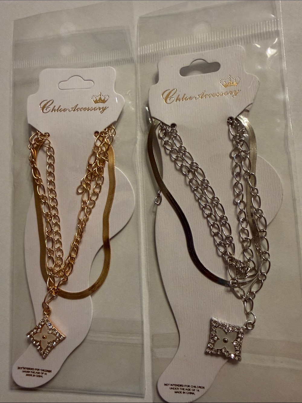 Chloe Accessory Gold and Silver toned multi-strand anklet